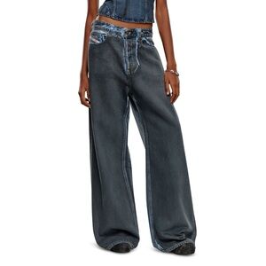 NWT Diesel Relaxed Low Rise Loose Jeans 1996 D-Sire 09i147 Black Gray Womens 25